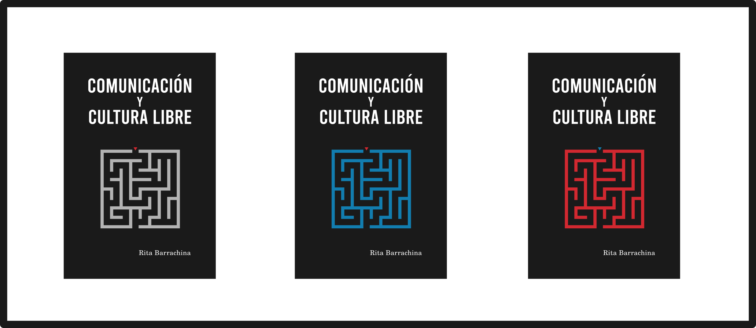 Versiones de la portada con el laberinto en diferente color